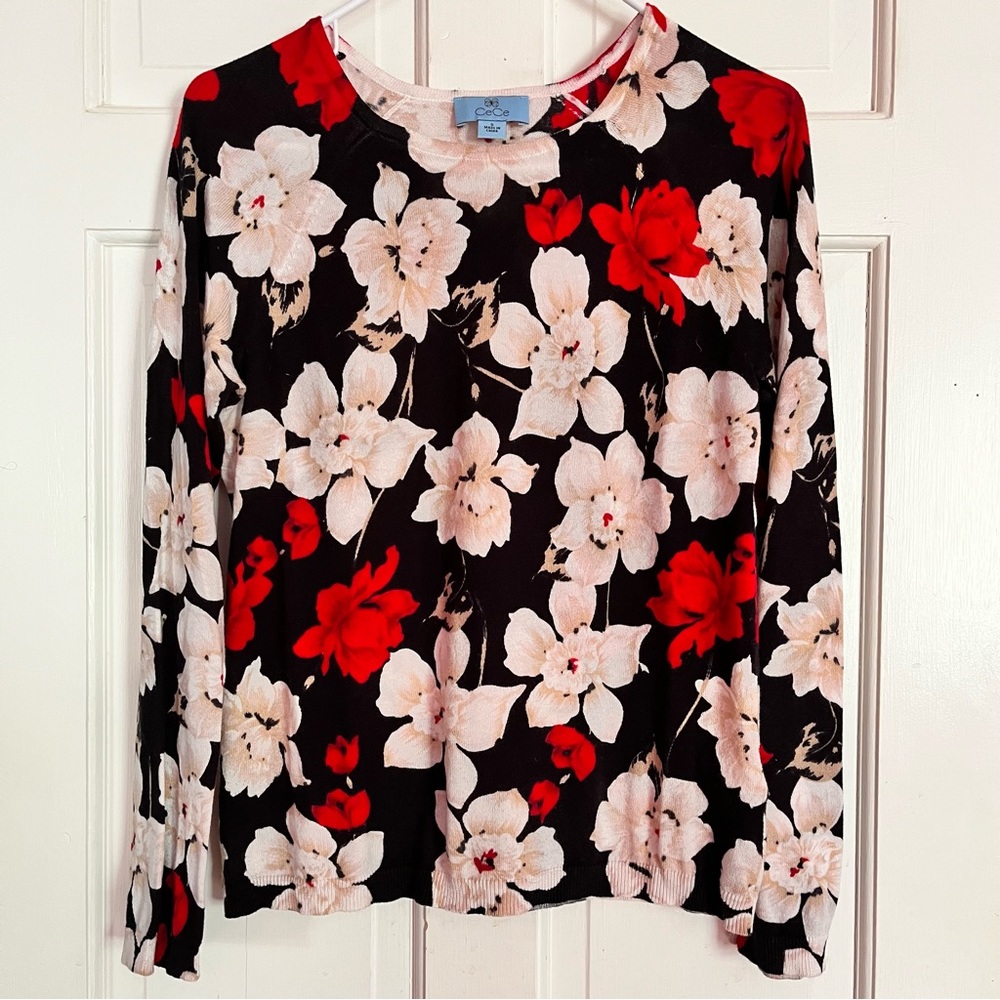 CECE Long Sleeved Cotton Sweater